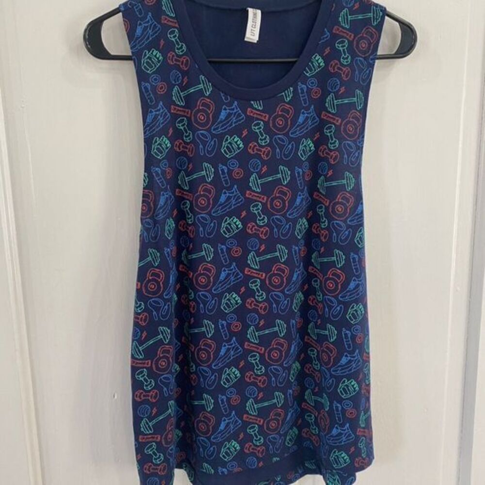LFT Women's Blue Floral Tank Top Sleeveless Casual Summer Versatile Blouse